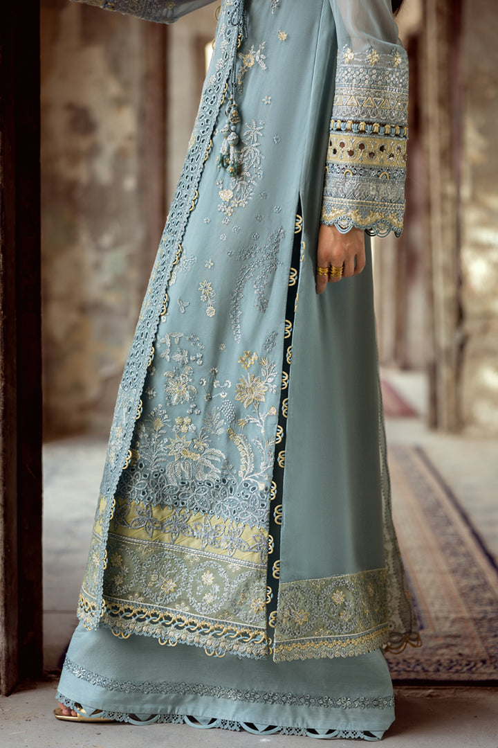 Qalamkar 3 Piece Custom Stitched Suit - Blue- LB30932