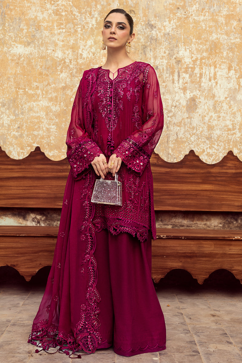Qalamkar 3 Piece Custom Stitched Suit - Red - LB30935