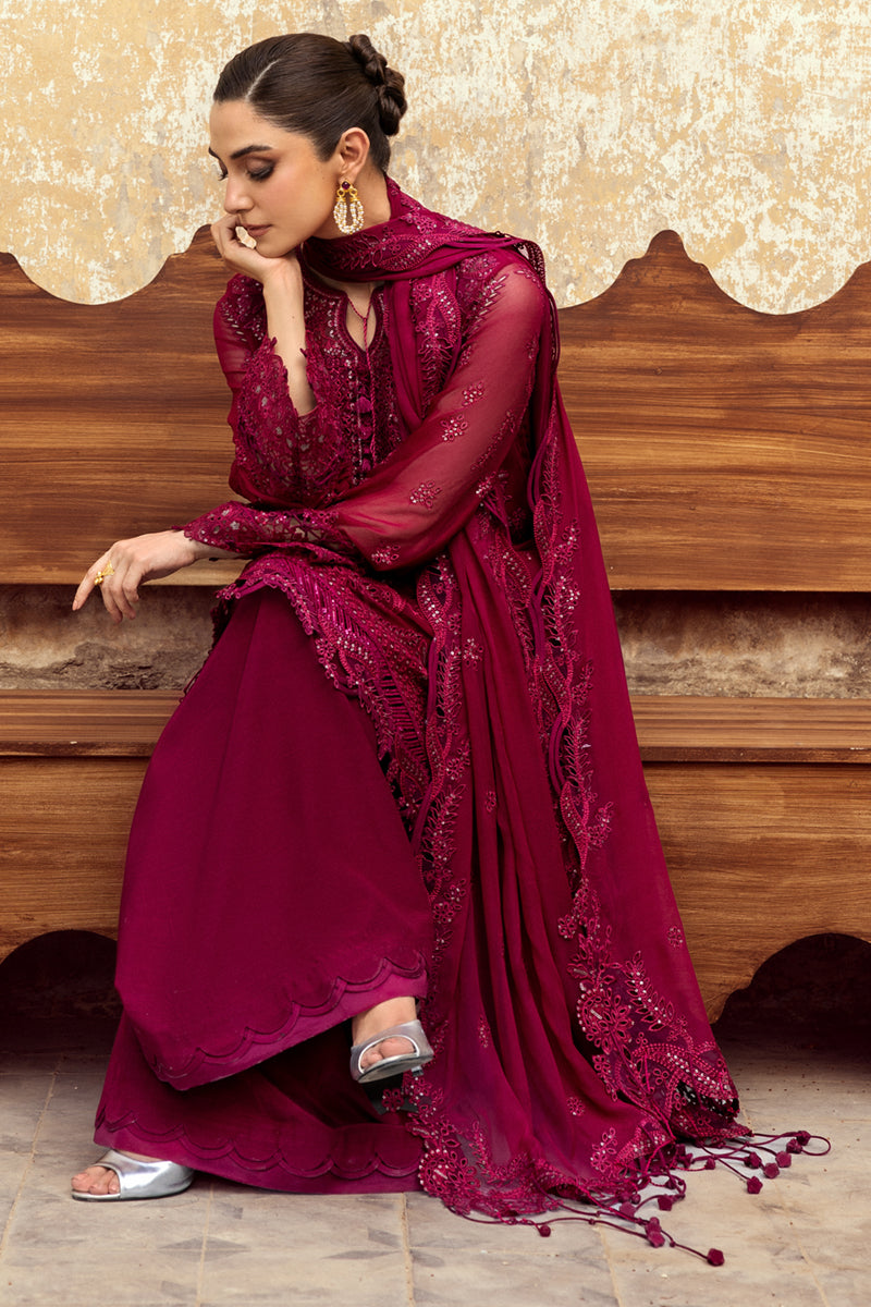Qalamkar 3 Piece Custom Stitched Suit - Red - LB30935