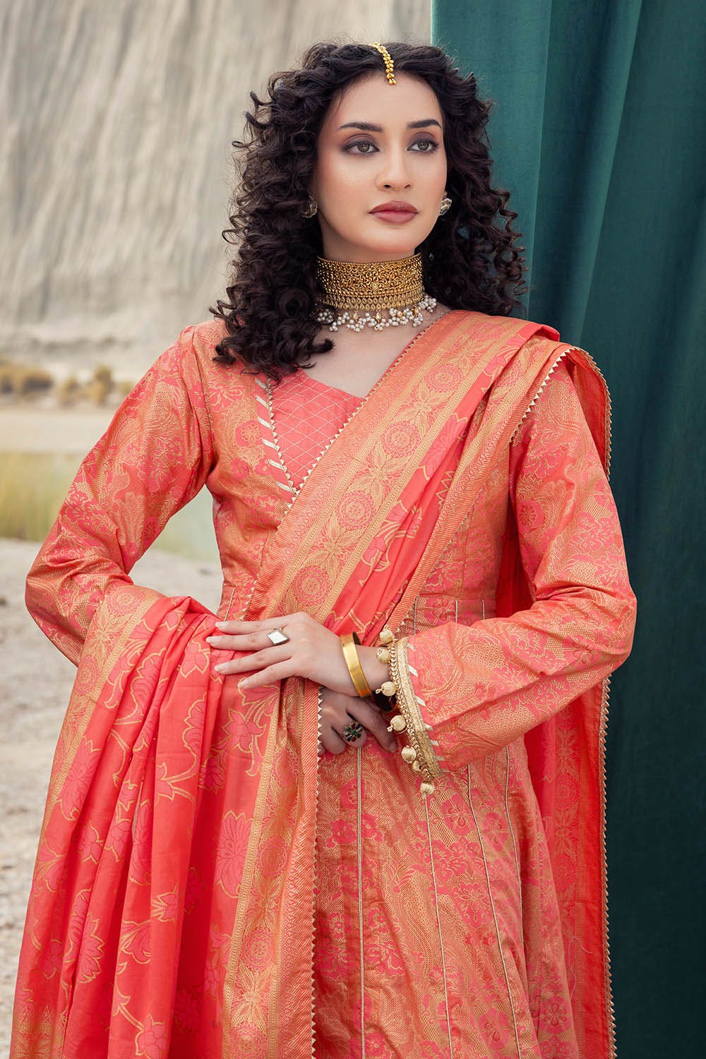 Gul Ahmed 3 Piece Custom Stitched Suit - Pink - LB29877
