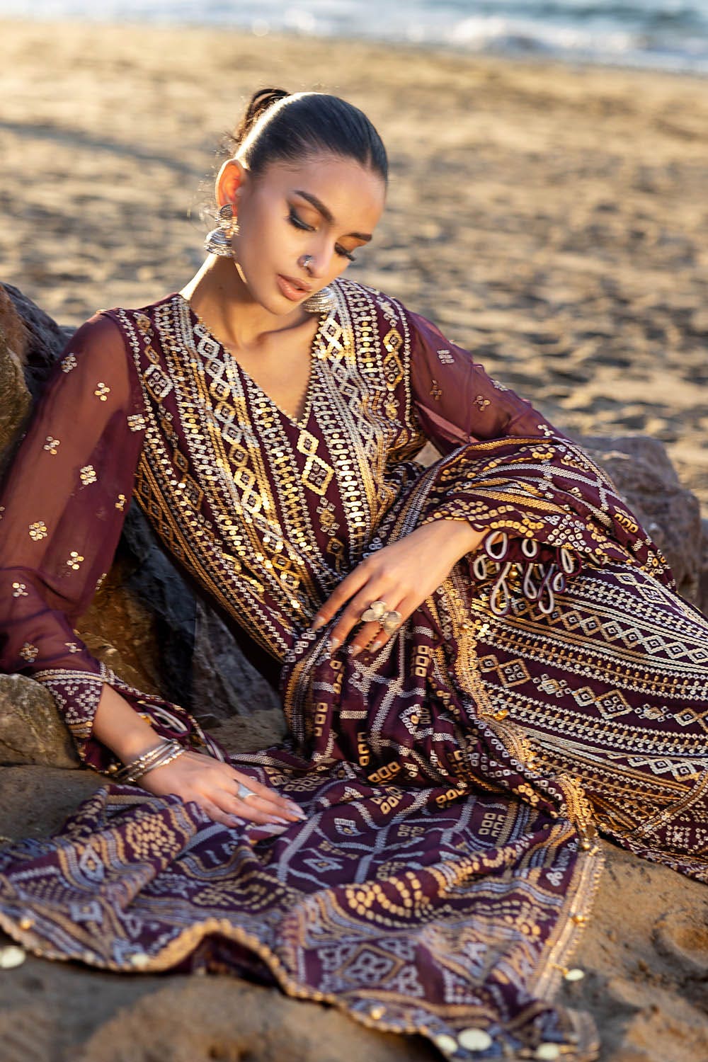 Gul Ahmed 3 Piece Custom Stitched Suit - Purple - LB29195
