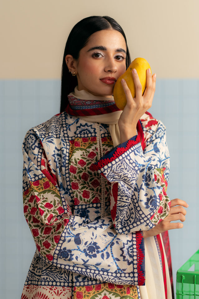 Zara Shahjahan 3 Piece Custom Stitched Suit - Off White - LB30589