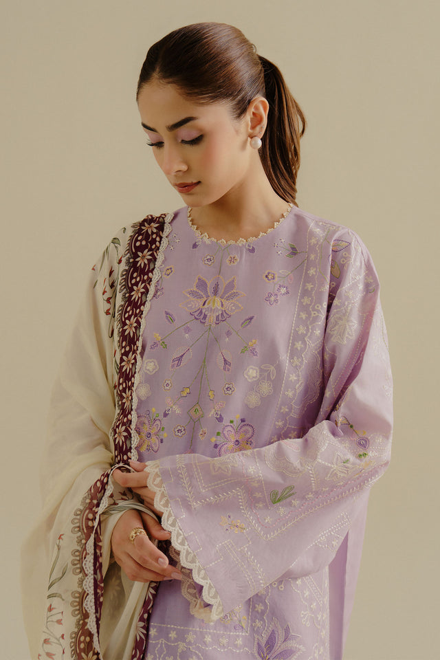 Zara Shahjahan 3 Piece Custom Stitched Suit - Purple - LB30234