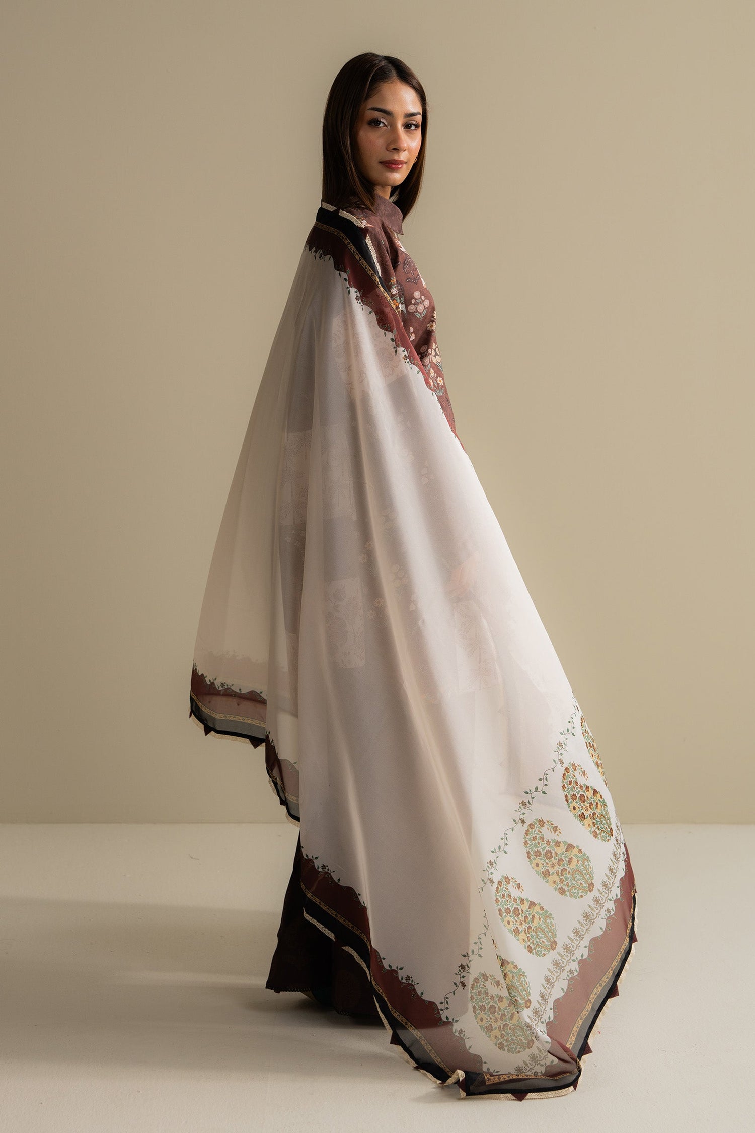 Zara Shahjahan 3 Piece Custom Stitched Suit - Brown - LB30521