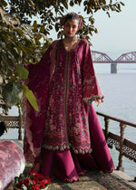Hussain Rehar 3 Piece Custom Stitched Suit - Plum - LB31479