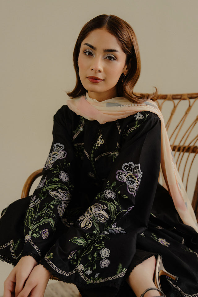 Zara Shahjahan 3 Piece Custom Stitched Suit - Black - LB30225