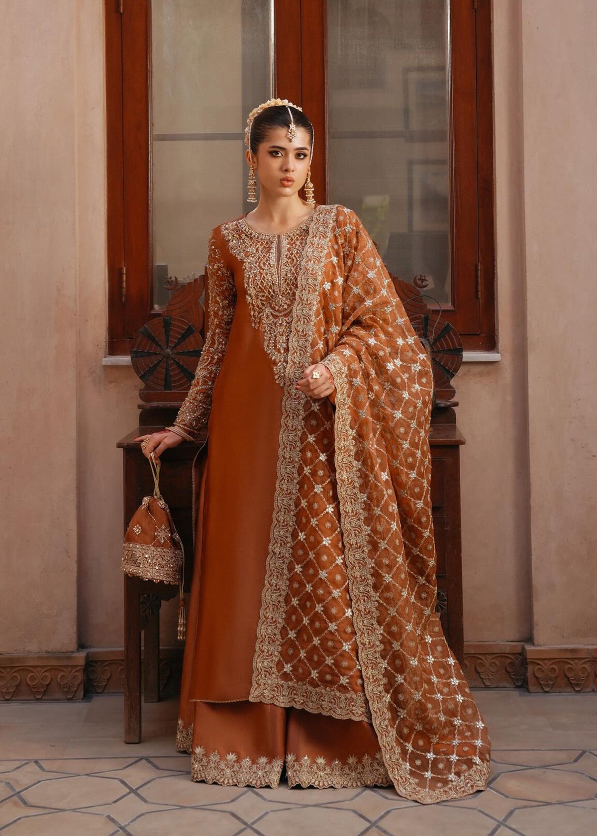 Kanwal Malik 3 Piece Pret Suit - Orange - LB30761