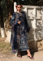 Hussain Rehar 3 Piece Custom Stitched Suit - Blue - LB31475