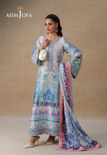 Asim Jofa 3 Piece Custom Stitched Suit - Blue - LB31254