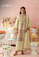 Asim Jofa 3 Piece Custom Stitched Suit - Yellow - LB31494
