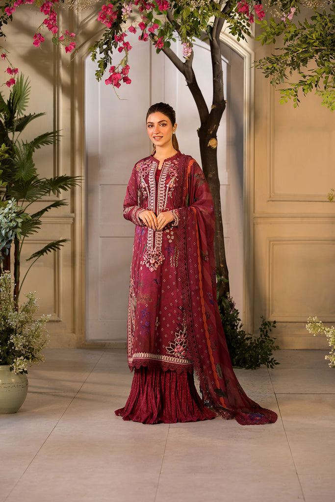 Sobia Nazir 3 Piece Custom Stitched Suit - Red - LB29781