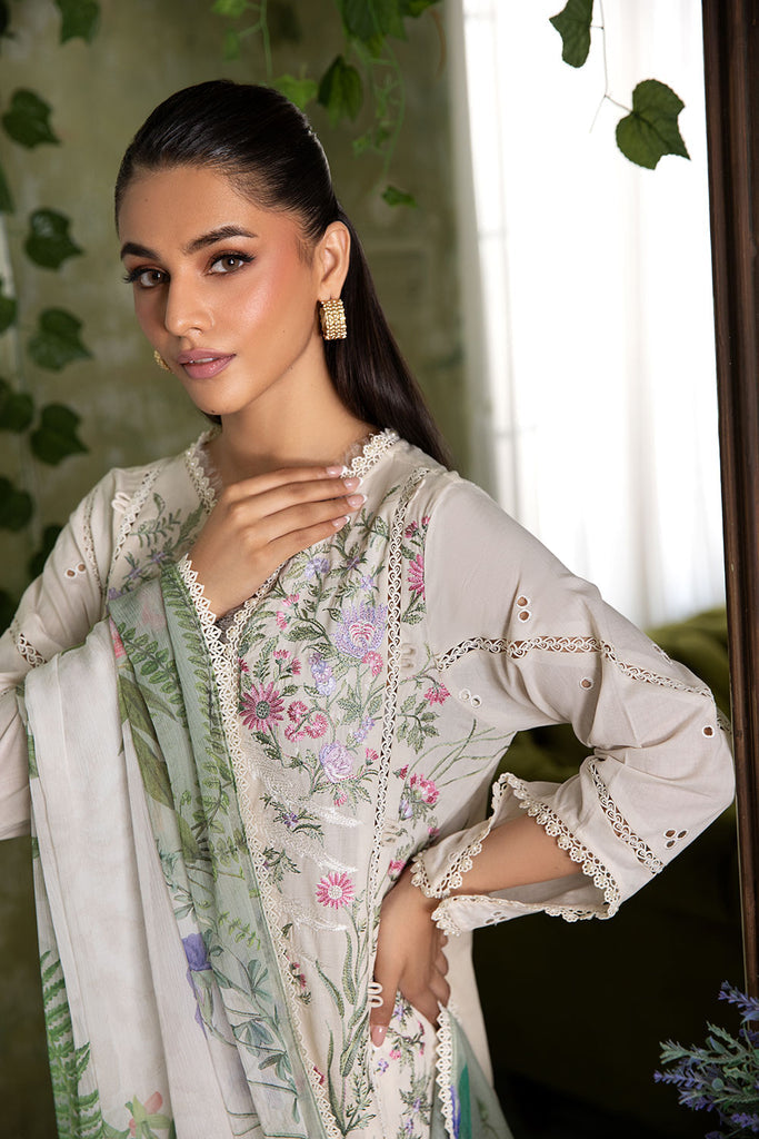 Sobia Nazir 3 Piece Custom Stitched Suit - Off-White - LB30319