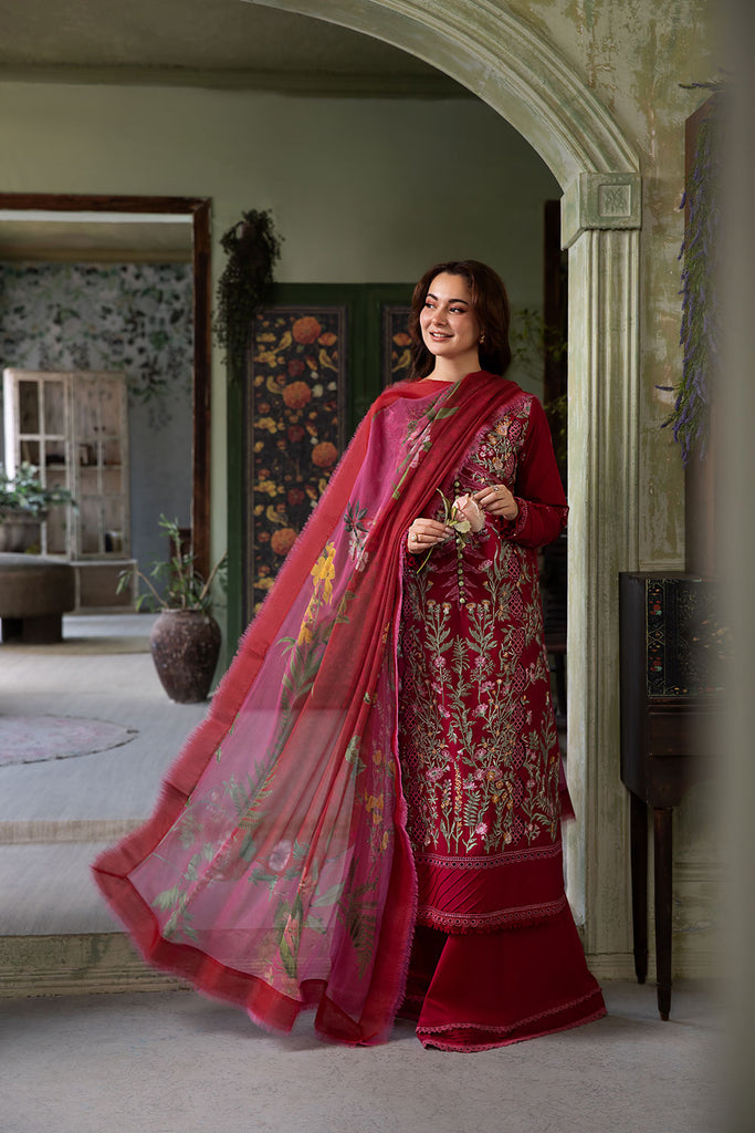 Sobia Nazir 3 Piece Custom Stitched Suit - Red - LB30314