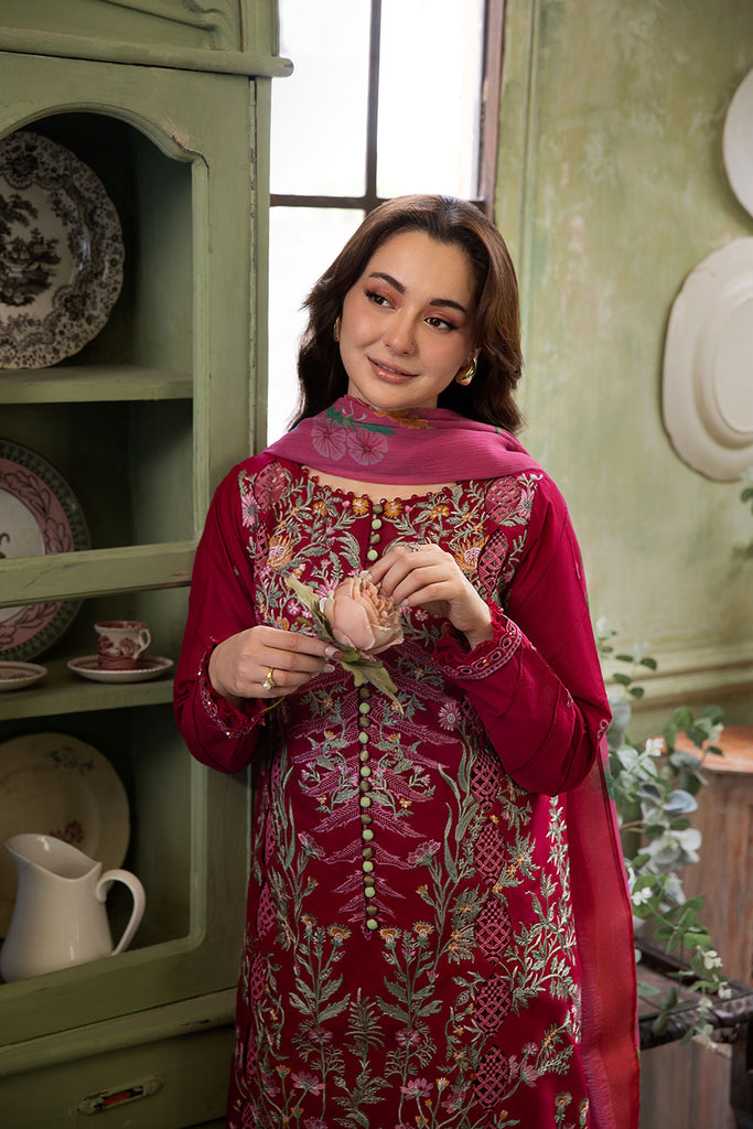 Sobia Nazir 3 Piece Custom Stitched Suit - Red - LB30314