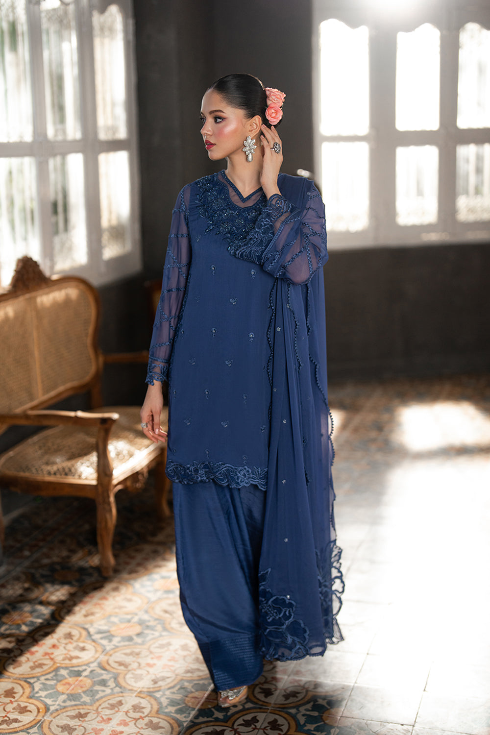 Azure 3 Piece Custom Stitched Suit - Blue - LB30303