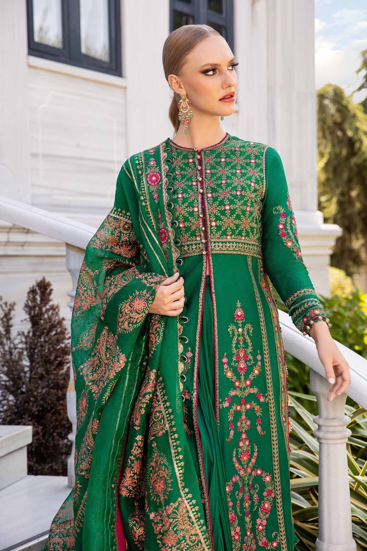 Maria.B 3 Piece Custom Stitched Suit - Green - LB288213