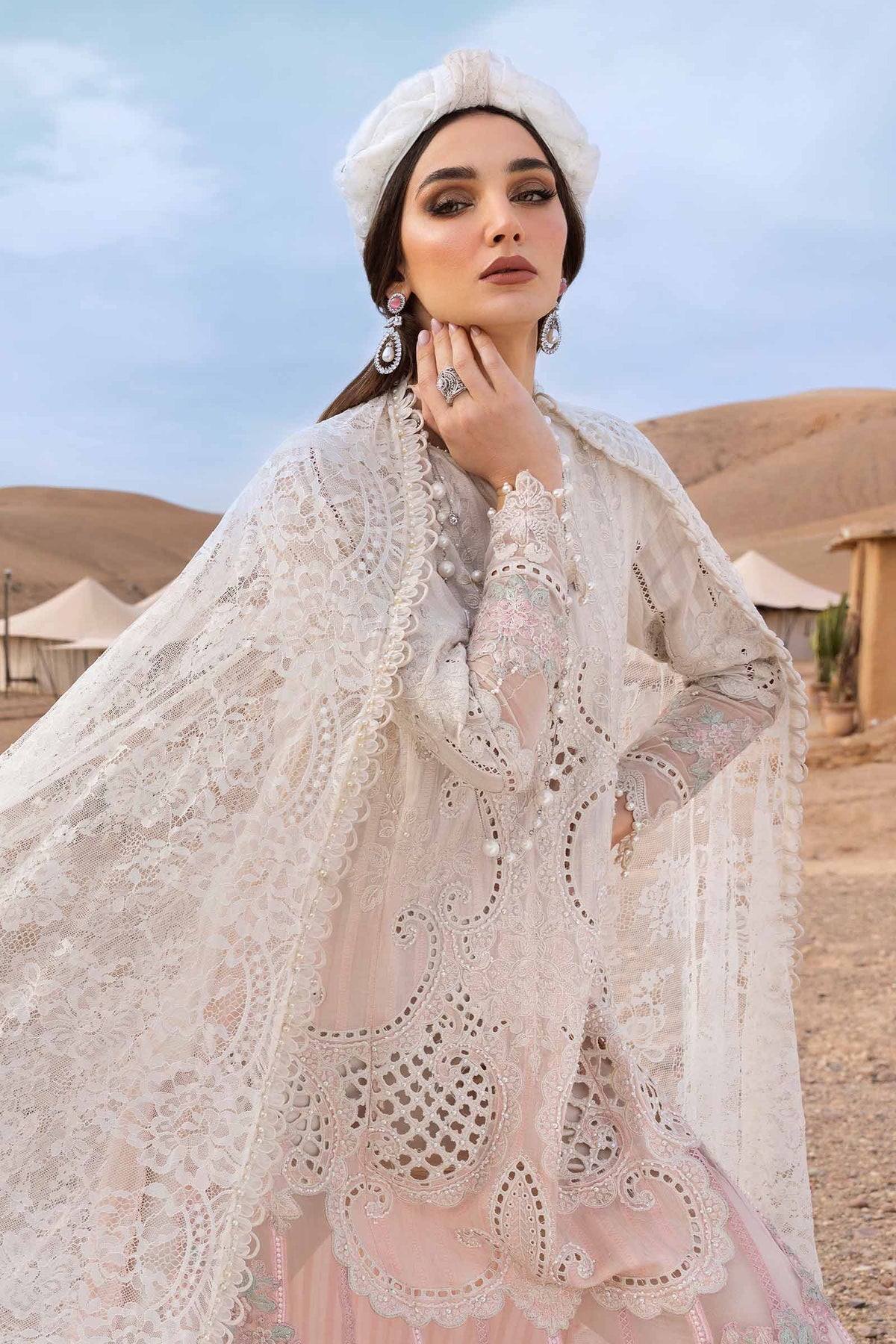 Maria.B 3 Piece Custom Stitched Suit - Off-White - LB29695