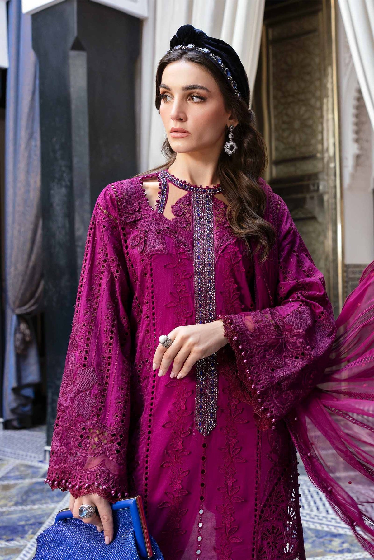 Maria.B 3 Piece Custom Stitched Suit - Purple - LB29668