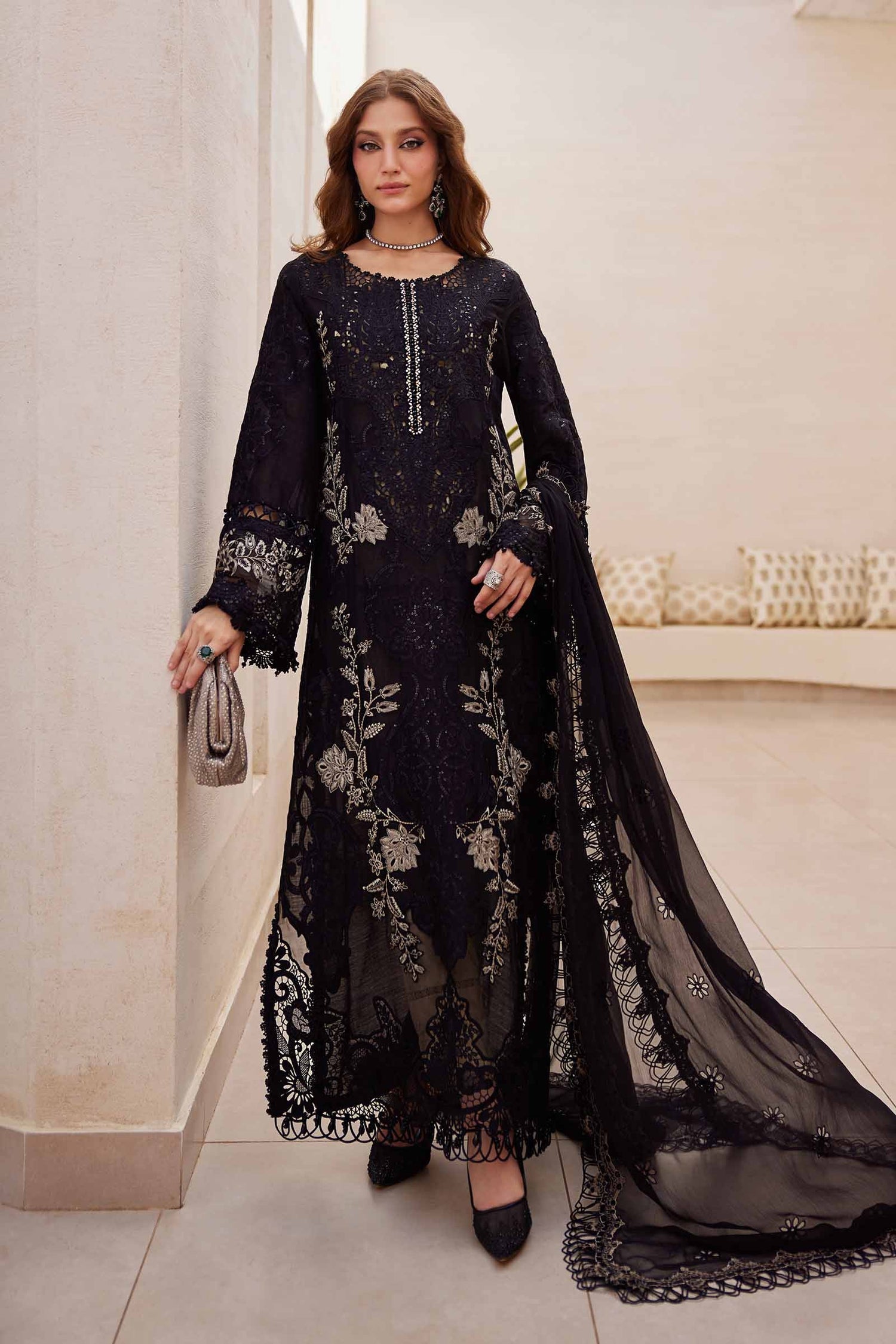 Maria.B 3 Piece Custom Stitched Suit - Black - LB30298