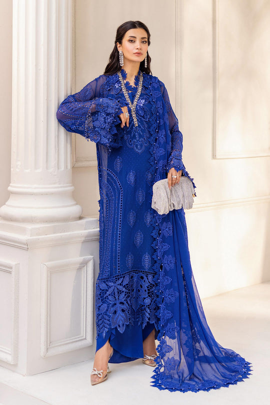 Maria.B 3 Piece Custom Stitched Suit - Blue - LB30925