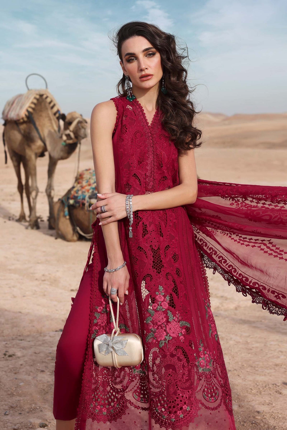 Maria.B 3 Piece Custom Stitched Suit - Red - LB29681