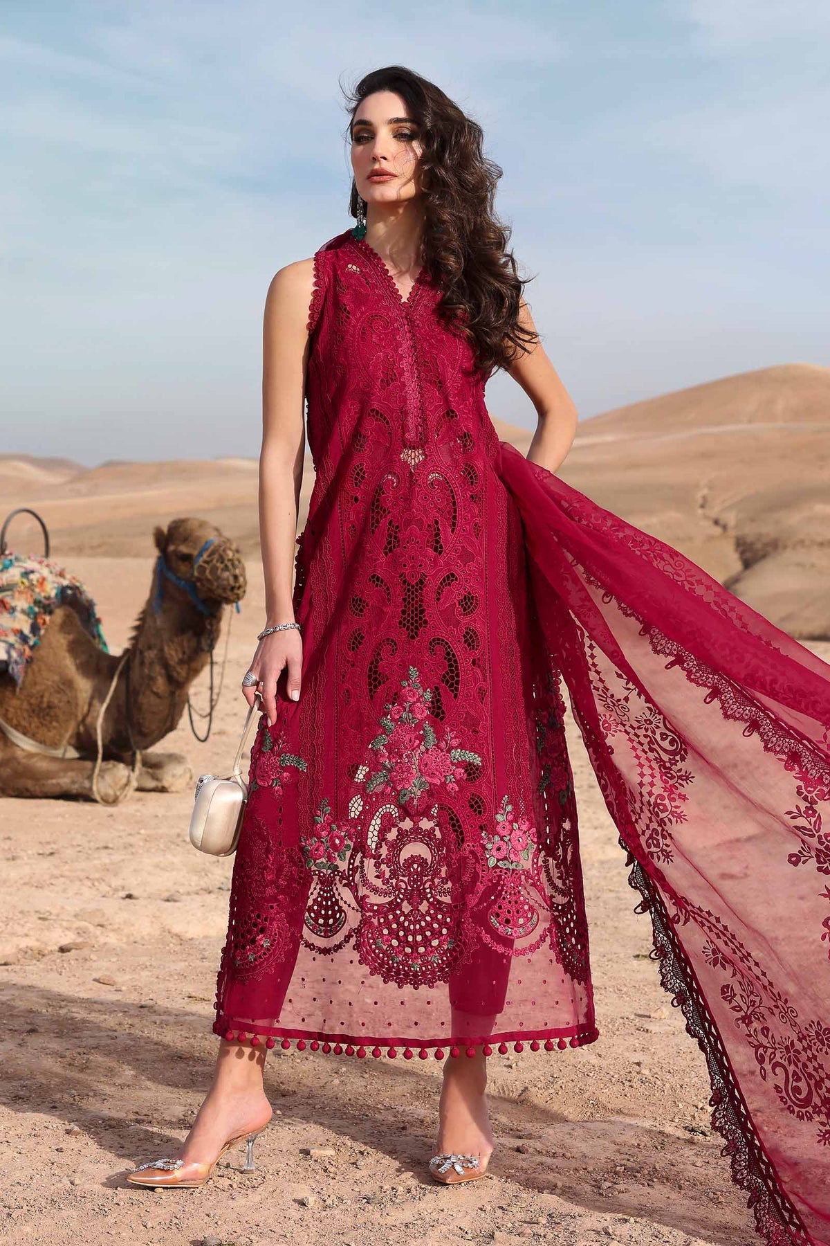 Maria.B 3 Piece Custom Stitched Suit - Red - LB29681