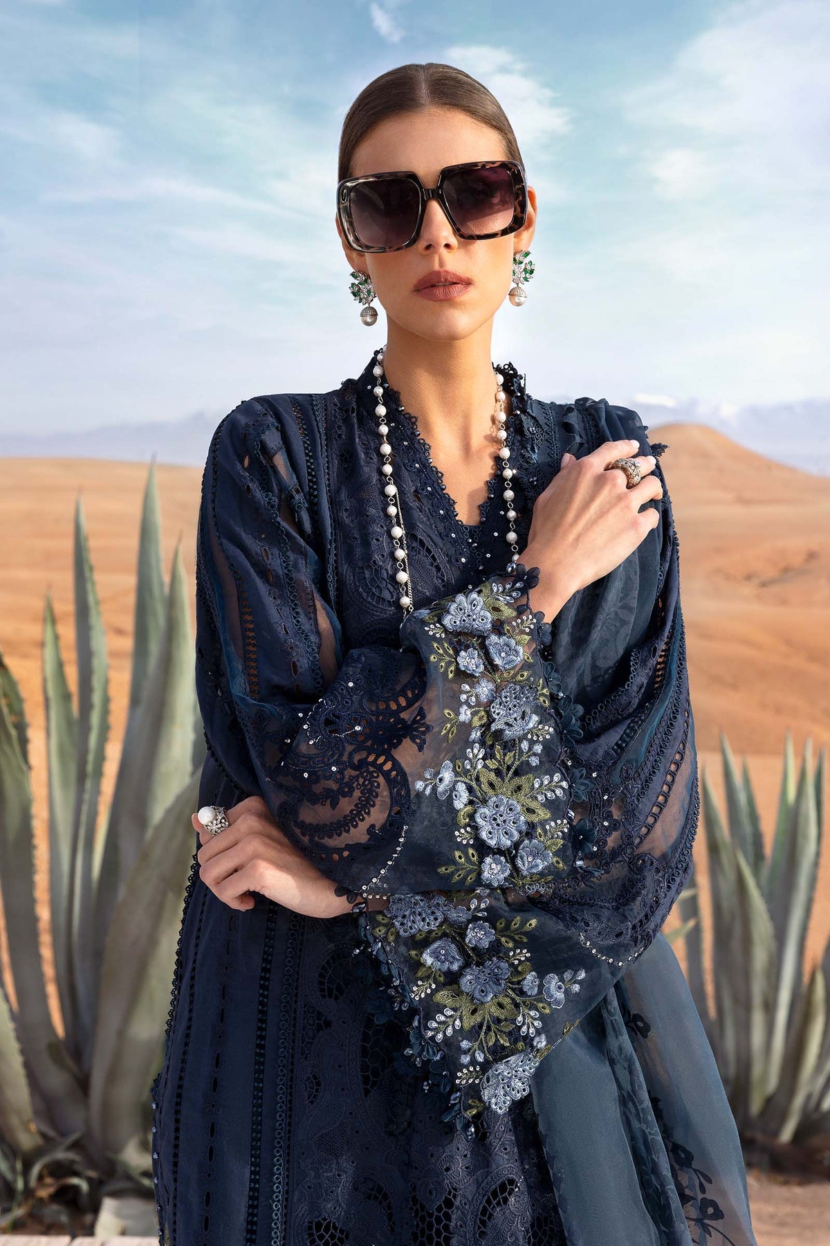 Maria.B 3 Piece Custom Stitched Suit - Blue - LB29680