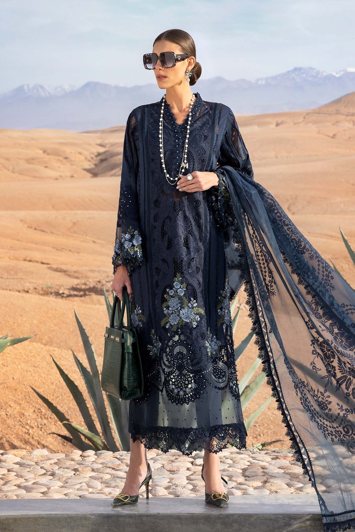 Maria.B 3 Piece Custom Stitched Suit - Blue - LB29680