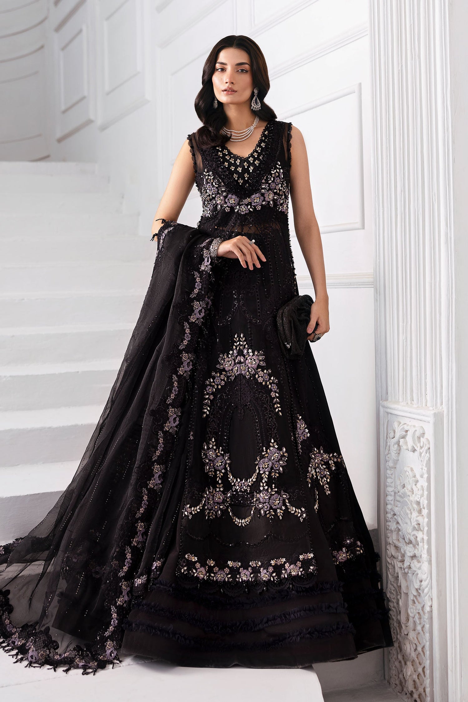 Maria.B 3 Piece Custom Stitched Suit - Black - LB30000