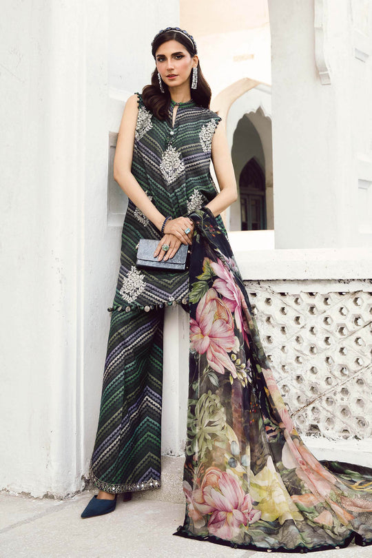 Maria.B 3 Piece Custom Stitched Suit - Blue - LB31009