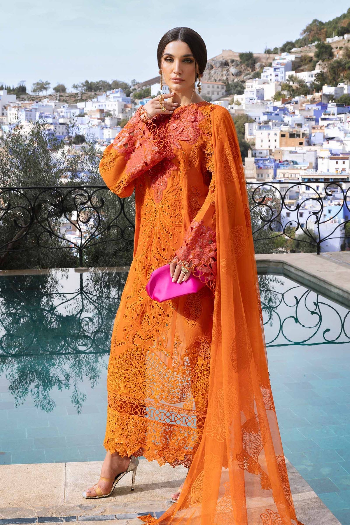 Maria.B 3 Piece Custom Stitched Suit - Orange - LB29687