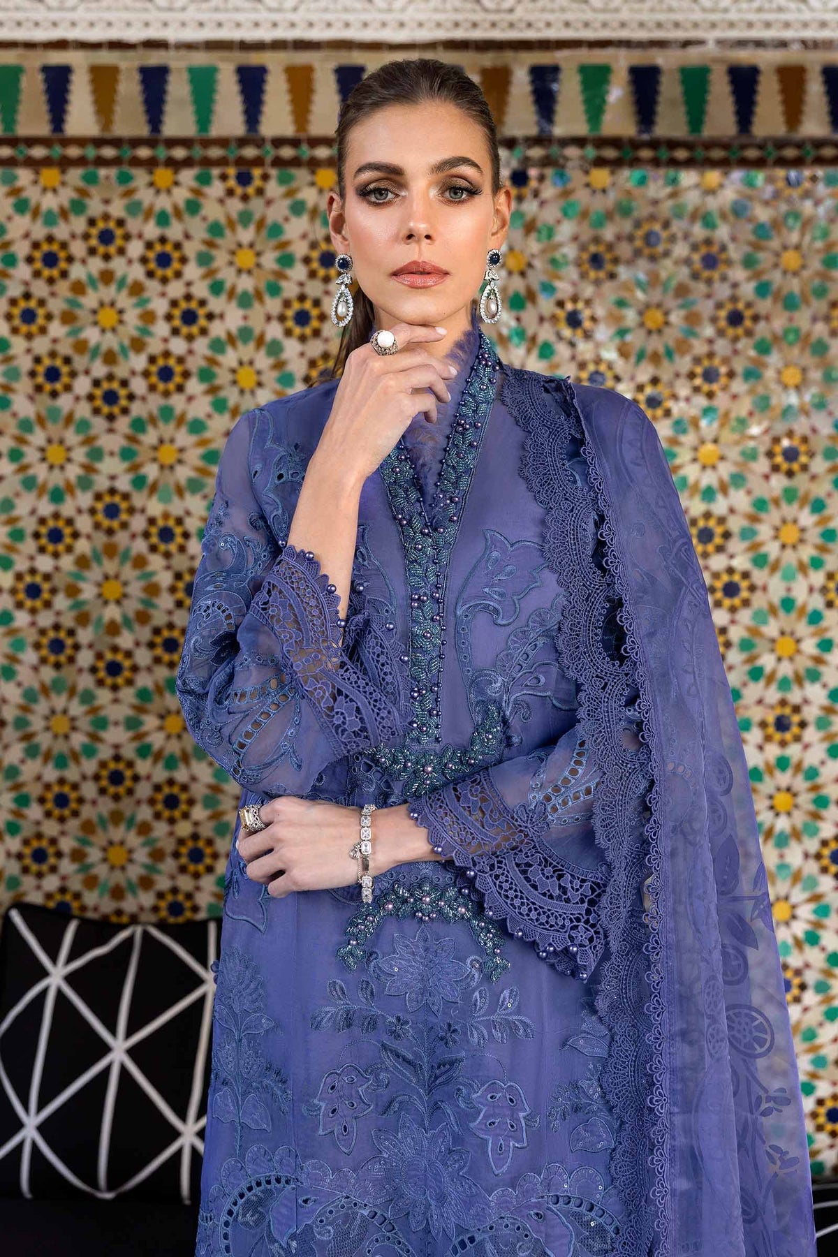 Maria.B 3 Piece Custom Stitched Suit - Purple - LB29683