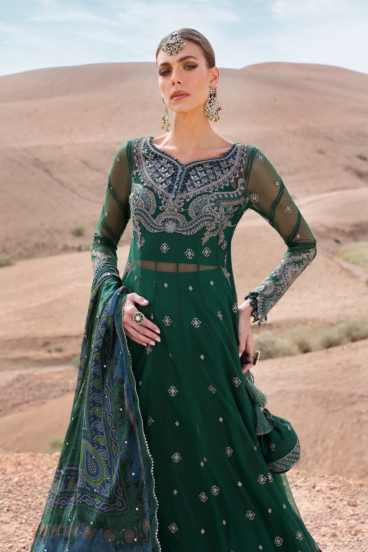Maria.B 3 Piece Custom Stitched Suit - Green - LB29684