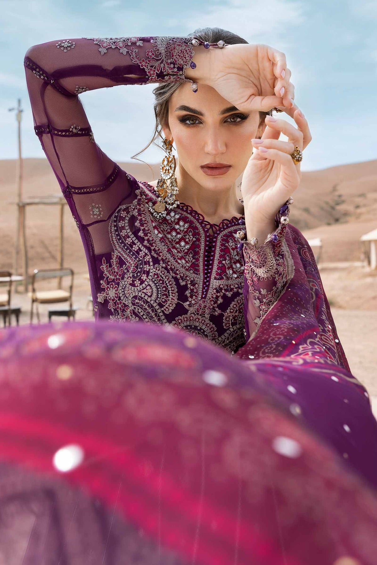 Maria.B 3 Piece Custom Stitched Suit - Purple - LB29685