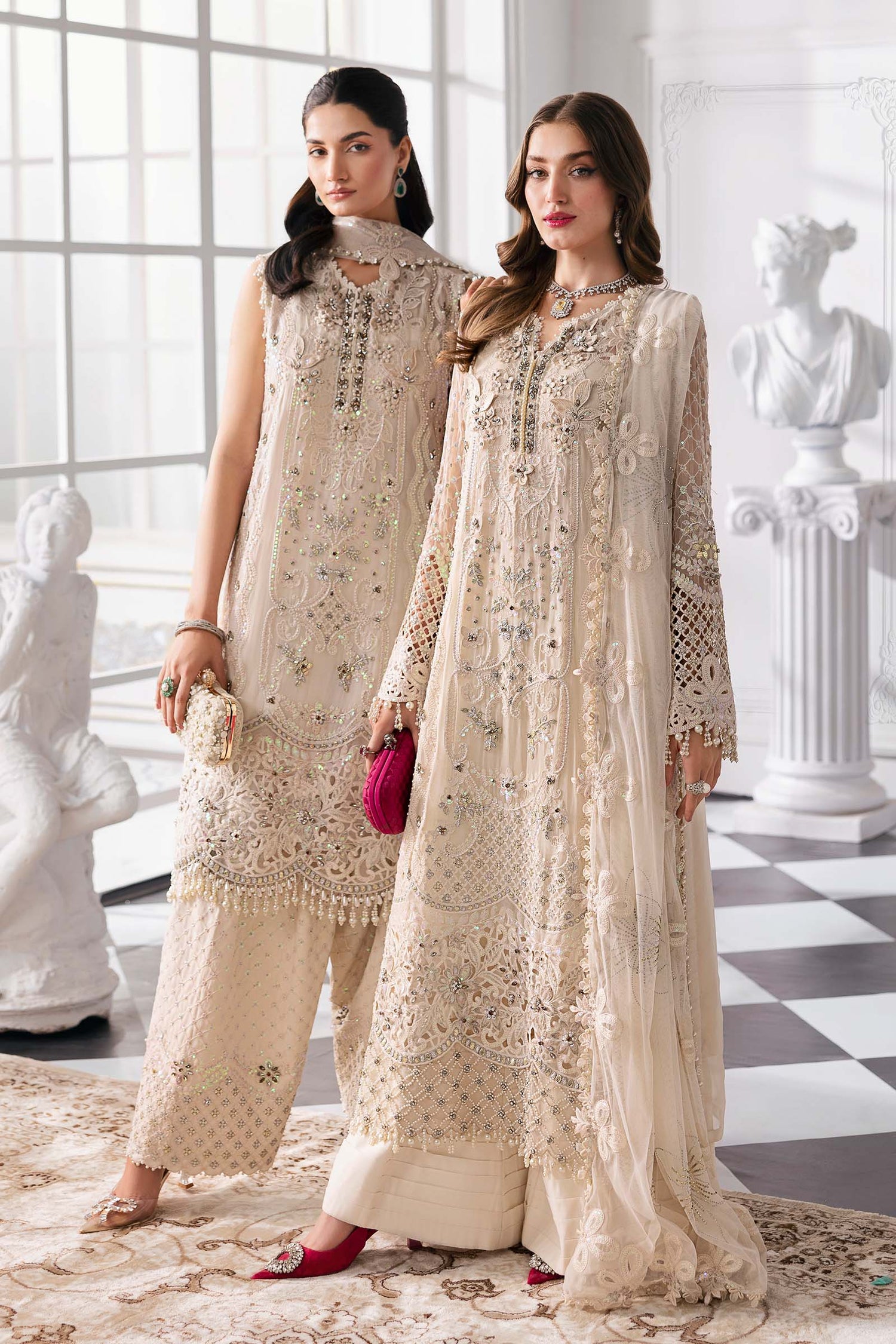 Maria.B 3 Piece Custom Stitched Suit - Off-White - LB30005