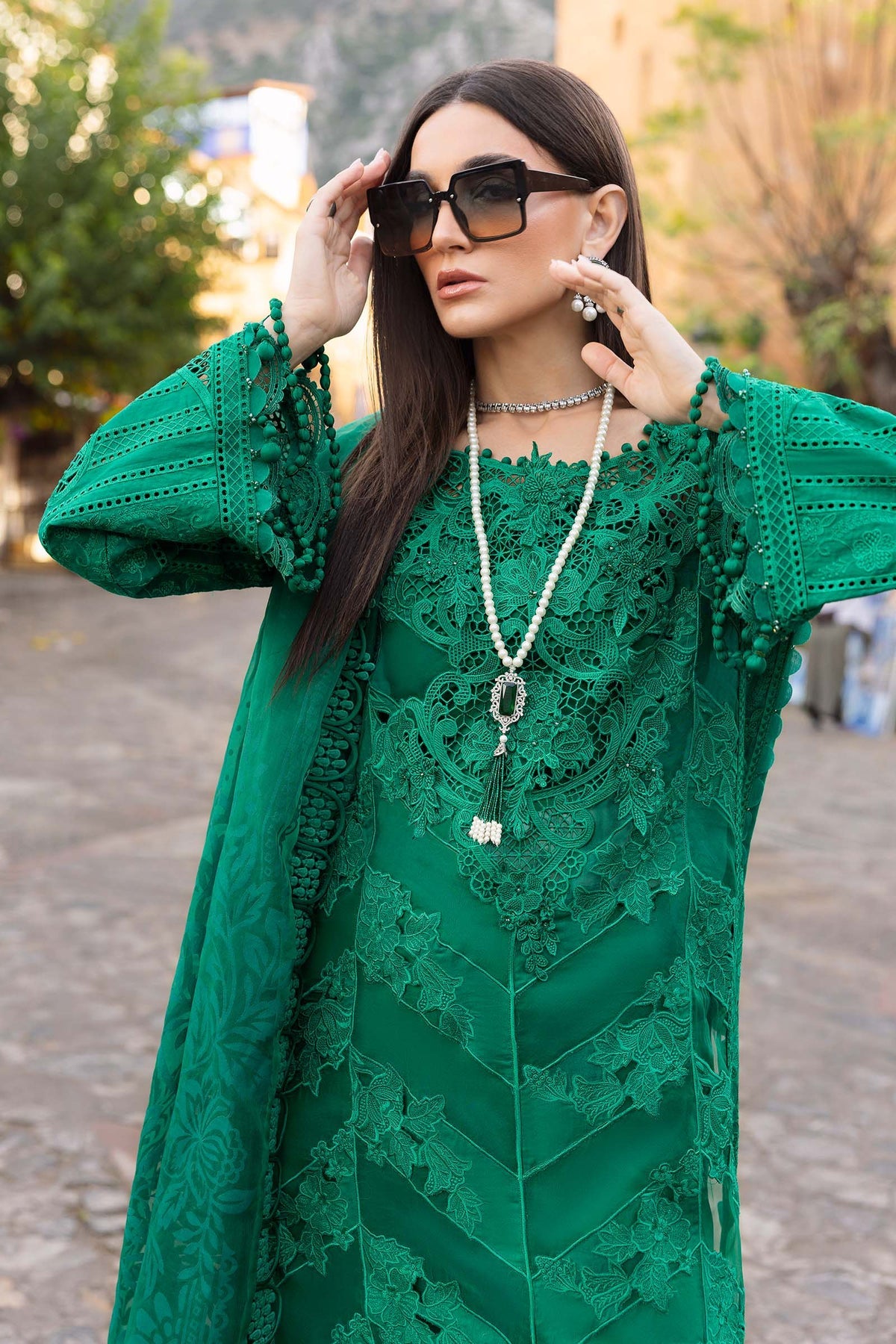 Maria.B 3 Piece Custom Stitched Suit - Green - LB29673