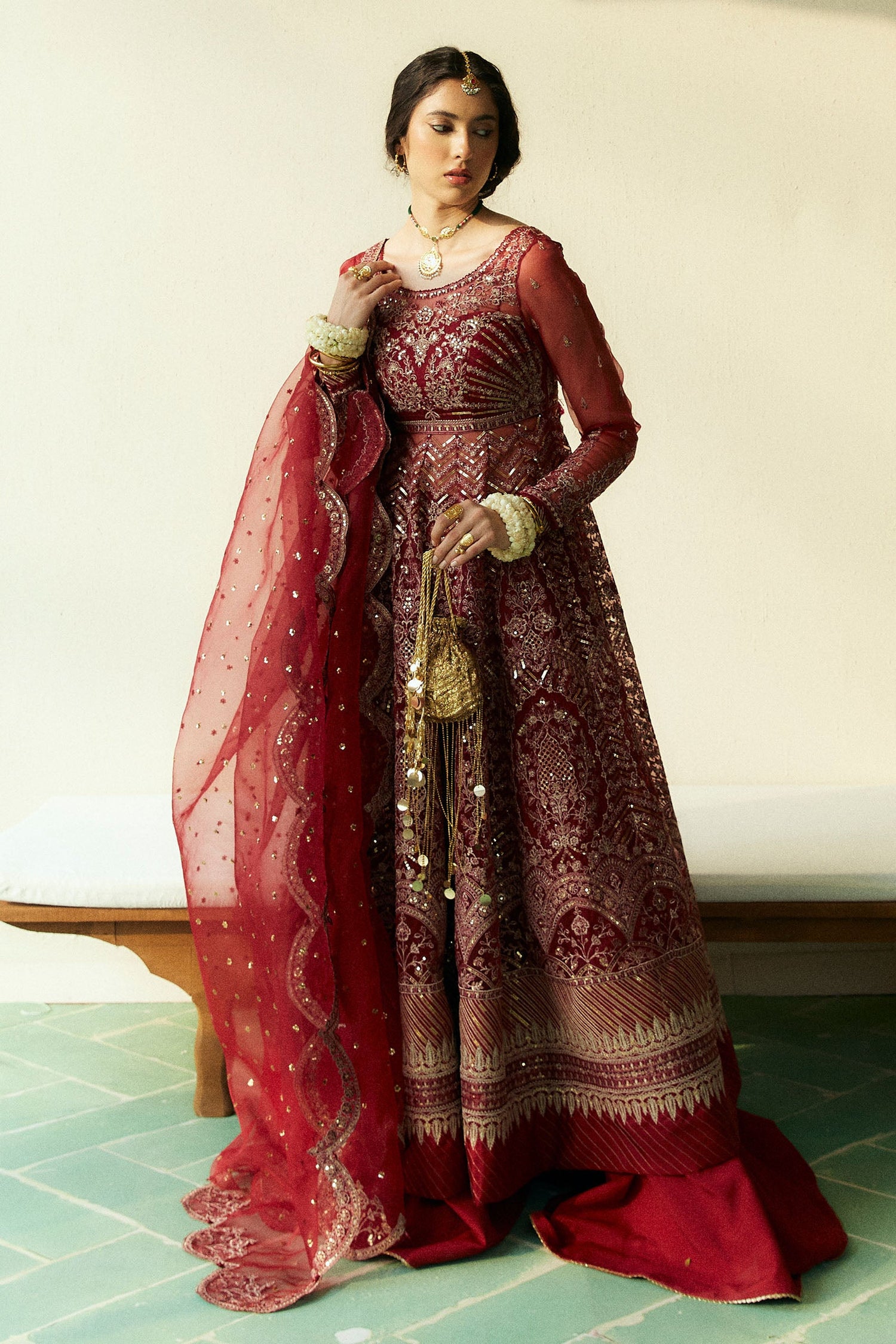 Zara Shahjahan 3 Piece Custom Stitched Suit - Maroon - LB289142