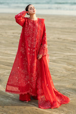 Qalamkar 3 Piece Custom Stitched Suit - Red - LB29117
