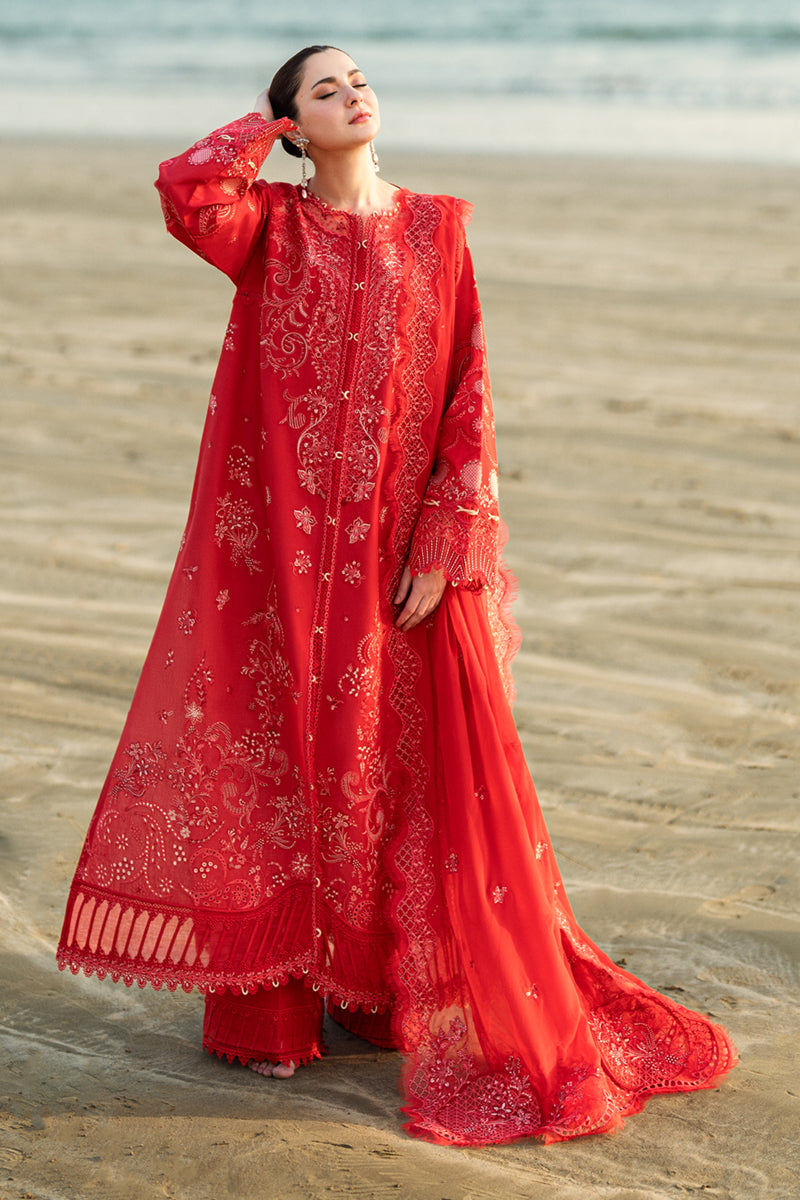 Qalamkar 3 Piece Custom Stitched Suit - Red - LB29117