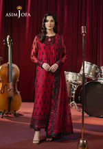 Asim Jofa 3 Piece Custom Stitched Suit - Red - LB29488