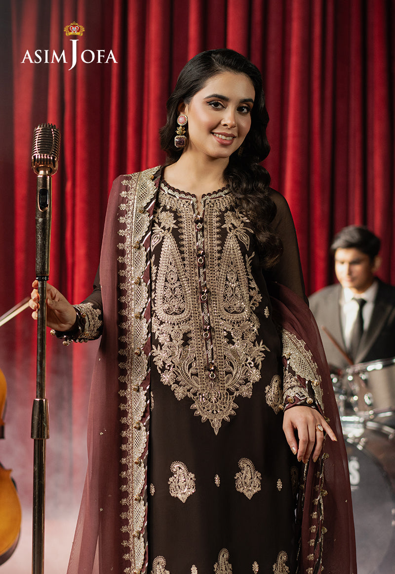 Asim Jofa 3 Piece Custom Stitched Suit - Brown - LB29484