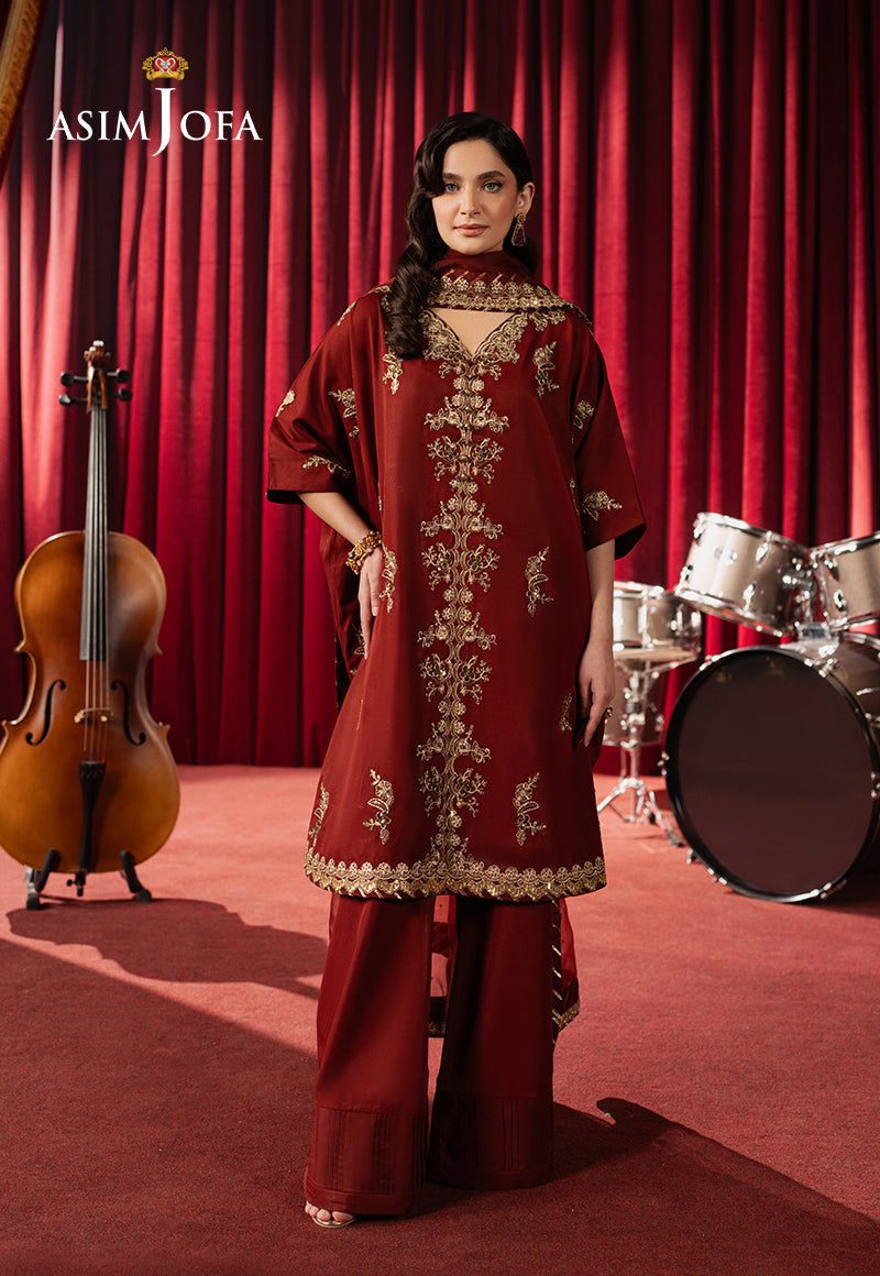 Asim Jofa 2 Piece Custom Stitched Suit - Rust - LB29492