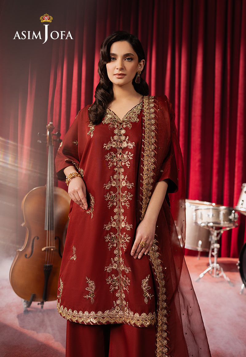 Asim Jofa 2 Piece Custom Stitched Suit - Rust - LB29492