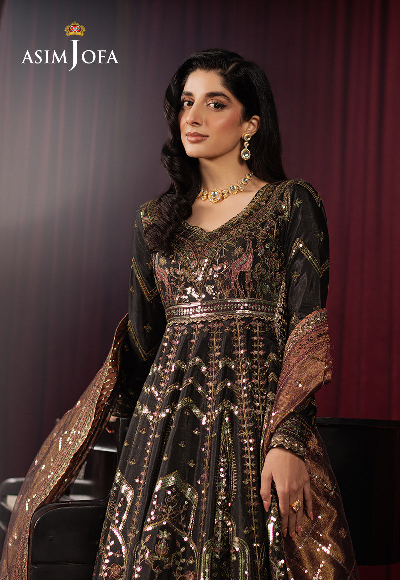 Asim Jofa 3 Piece Custom Stitched Suit - Black - LB29505