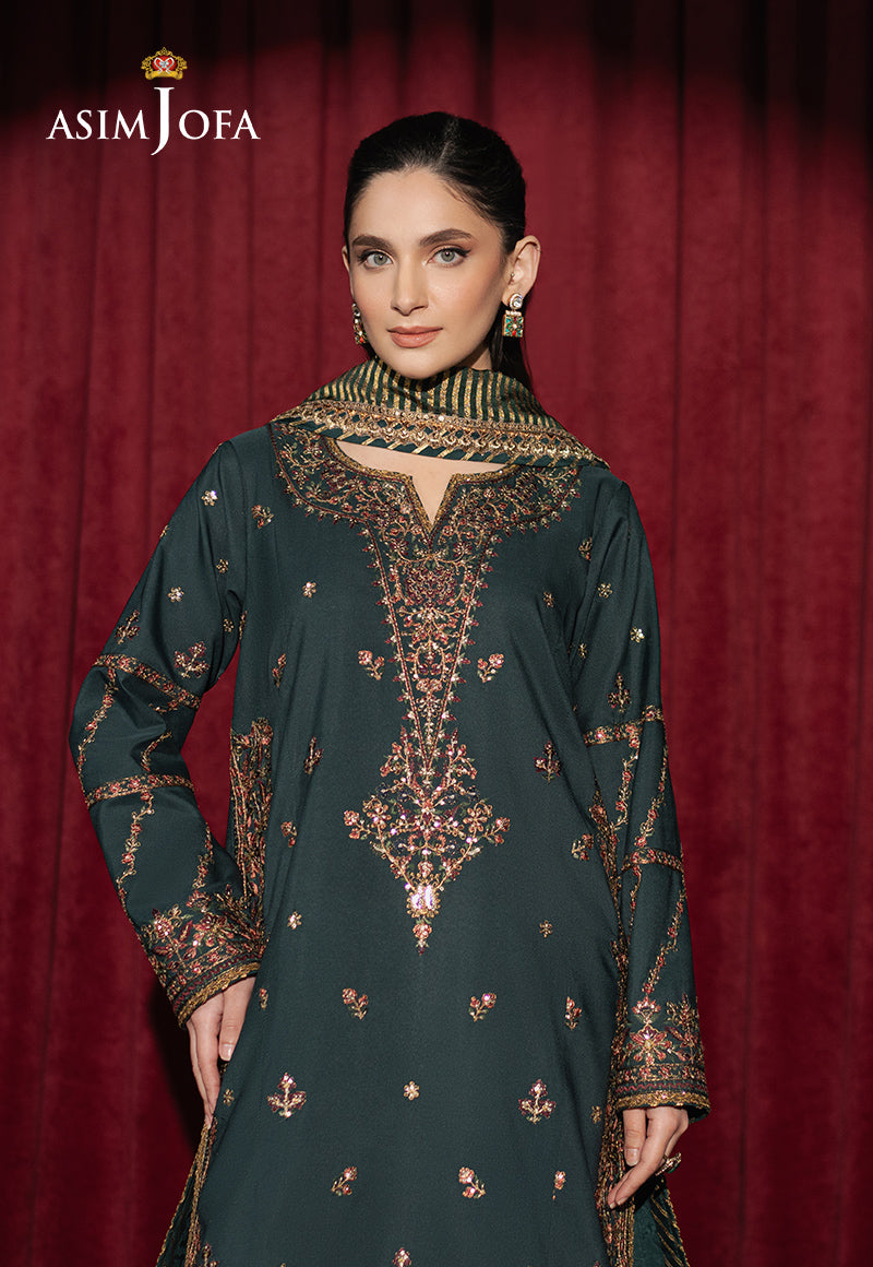 Asim Jofa 3 Piece Custom Stitched Suit - Green - LB29487