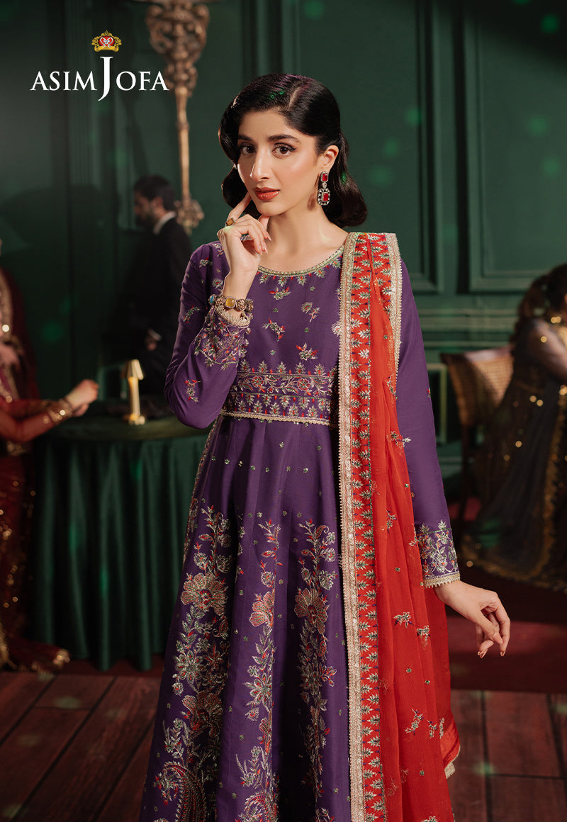 Asim Jofa 3 Piece Custom Stitched Suit - Purple - LB29503