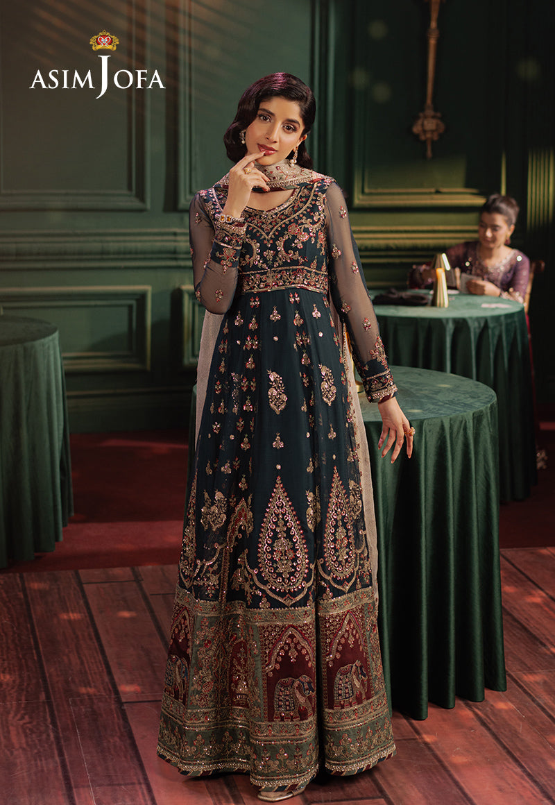 Asim Jofa 3 Piece Custom Stitched Suit - Teal - LB29482