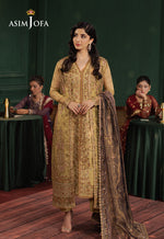 Asim Jofa 3 Piece Custom Stitched Suit - Yellow - LB29478