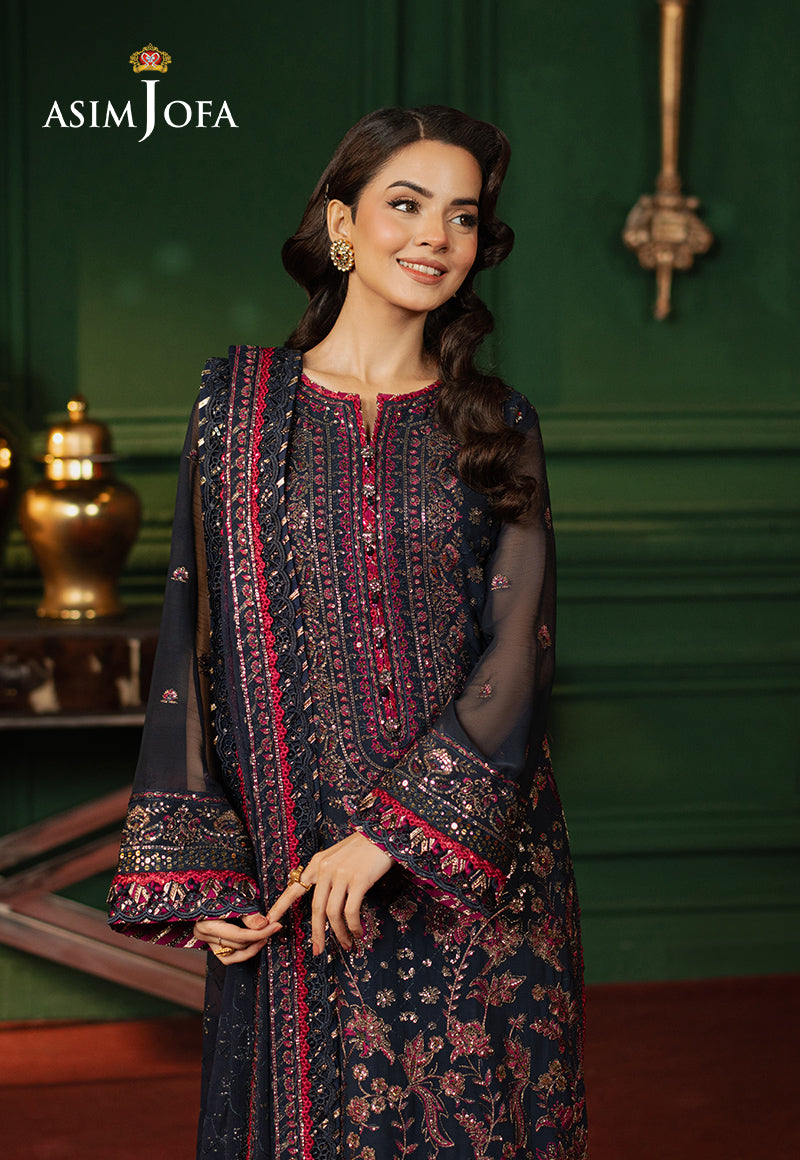 Asim Jofa 3 Piece Custom Stitched Suit - Blue - LB29476