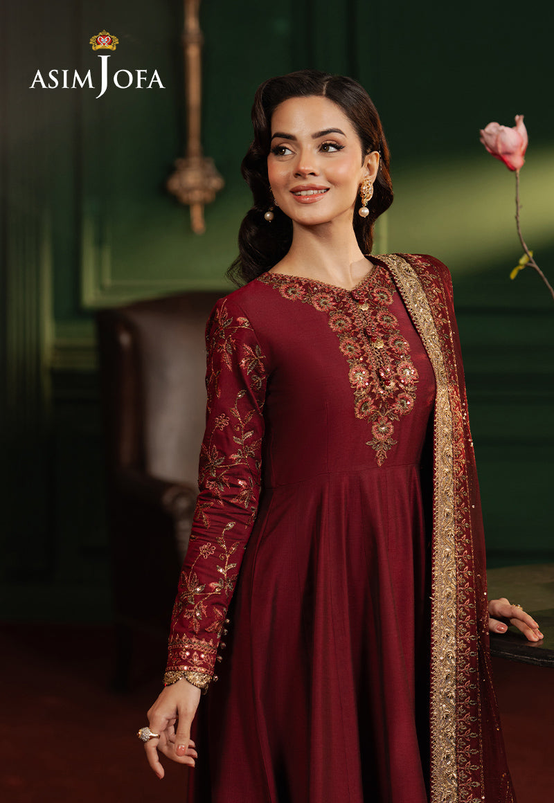 Asim Jofa 2 Piece Custom Stitched Suit - Maroon - LB29475